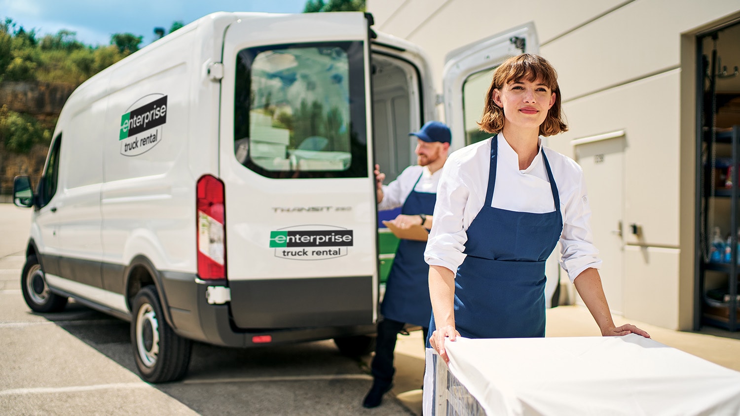Food Service Employees with an Enterprise Truck Rental Cargo Van